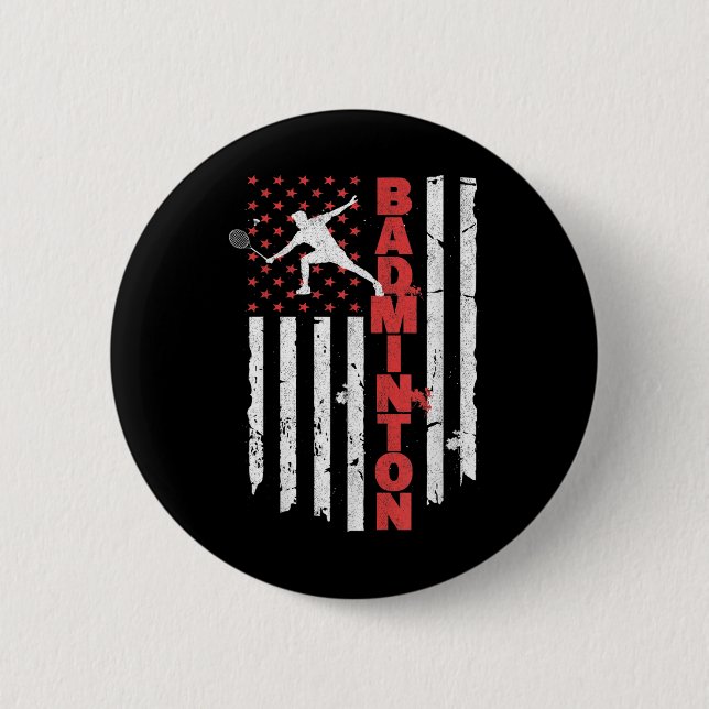 Badminton Team American Flag Usa Badminton For Wom Button (Vorderseite)
