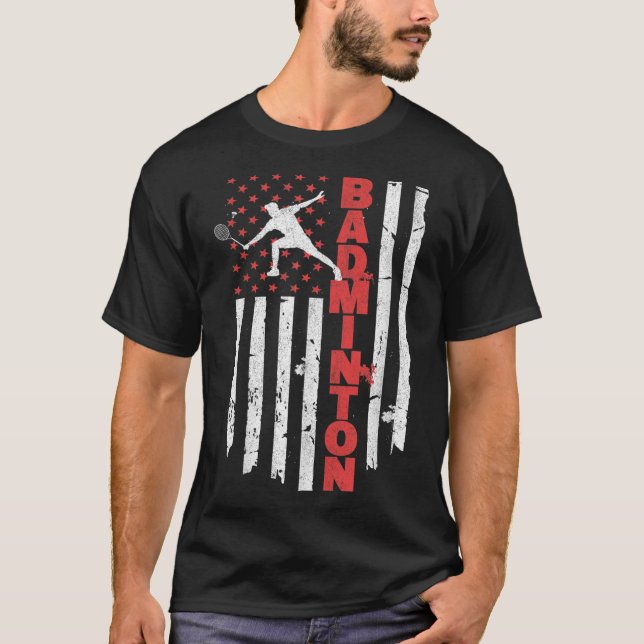 Badminton Team American Flag Usa Badminton For Wom T-Shirt (Vorderseite)
