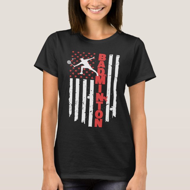 Badminton Team American Flag USA Badminton T-Shirt (Vorderseite)