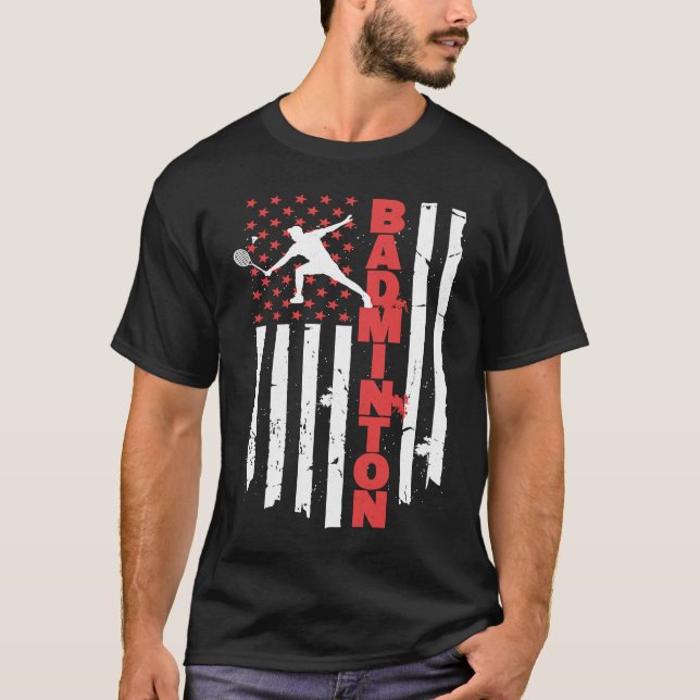 Badminton Team American Flag USA Badminton T-Shirt (Vorderseite)