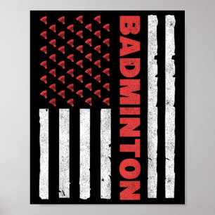 Badminton-Team Amerikanische Flagge USA Badminton Poster