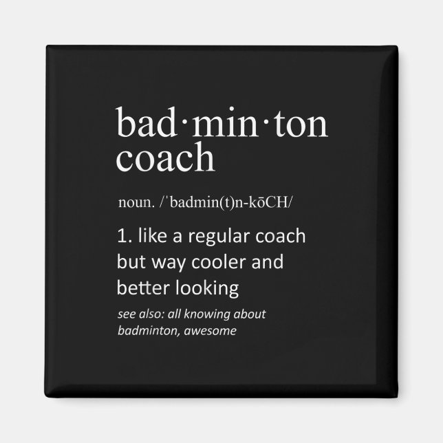 Badminton-Trainer Lustige Wörterbuch-Definition Tr Magnet (Vorne)