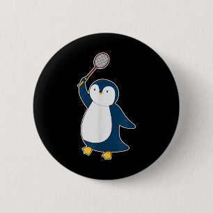 Badminton- und Federballspieler Pinguin Button