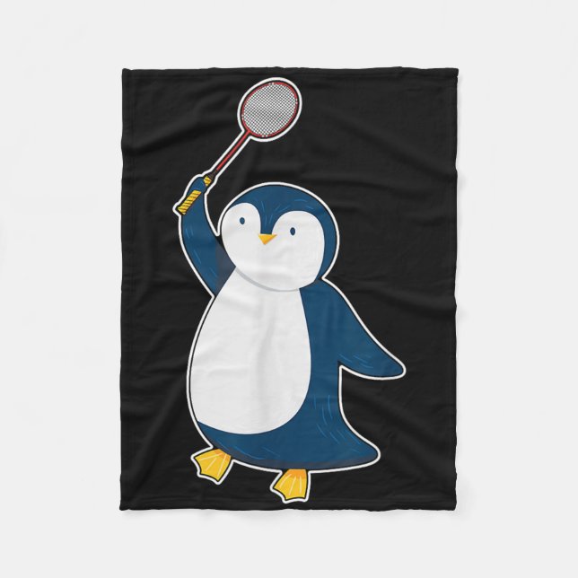 Badminton- und Federballspieler Pinguin Fleecedecke (Vorderseite)