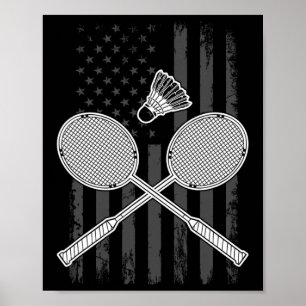 Badminton und Shuttle American Flag Poster