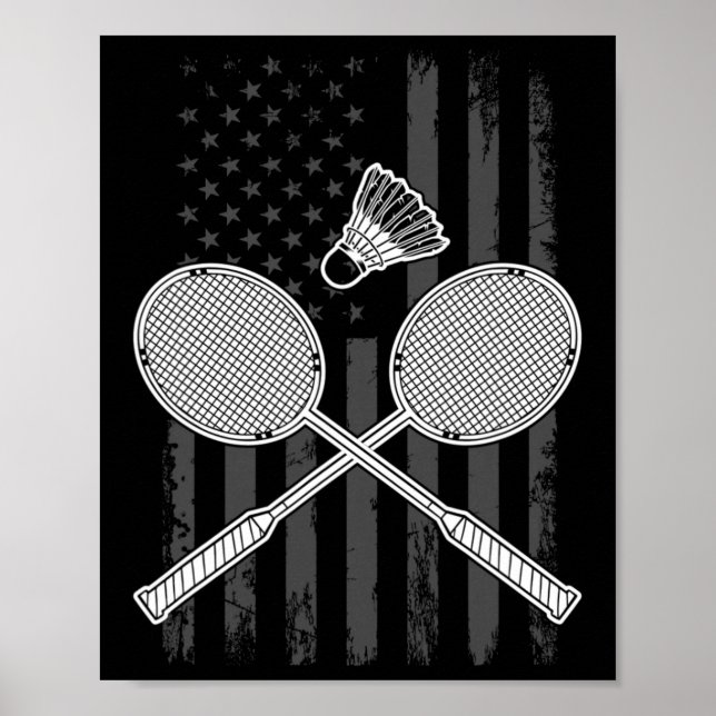 Badminton und Shuttle American Flag Poster (Vorne)