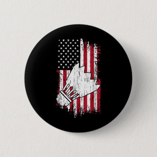 Badminton - USA Amerikanische Flagge Badminton Tee Button