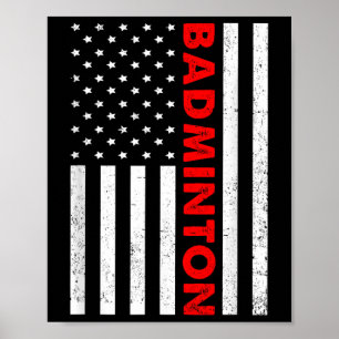 Badminton USA-Flagge Grafik Badminton-Spieler Shut Poster