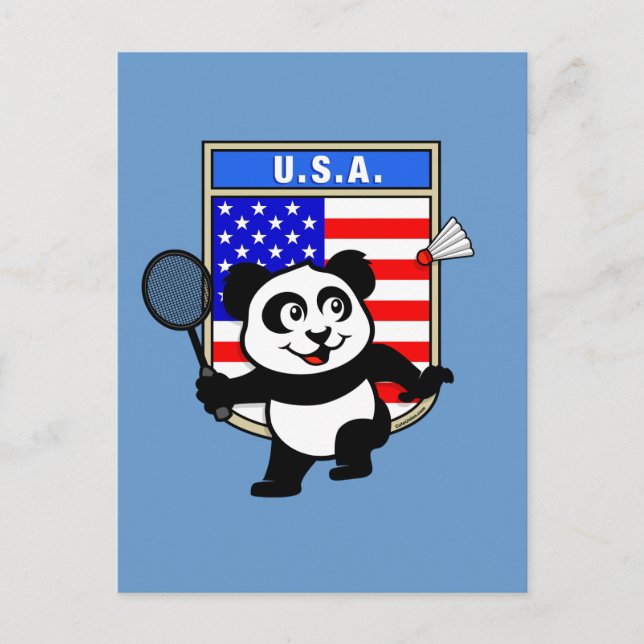 Badminton USA Panda Postkarte (Vorderseite)