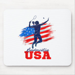 Badminton Usa Support Team American Flag Sports Lo Mousepad