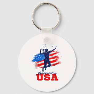 Badminton Usa Support Team American Flag Sports Lo Schlüsselanhänger