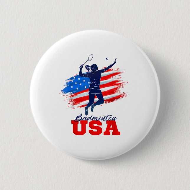 Badminton USA Supportteam Amerikanische Flagge Spo Button (Vorderseite)
