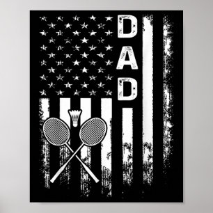 Badminton-Vater Amerikanische Flagge Vintage Weihn Poster