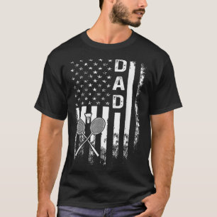 Badminton-Vater Amerikanische Flagge Vintage Weihn T-Shirt