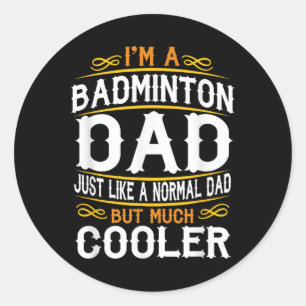 Badminton-Vater, ich bin ein Vater-Shirt. Vintage Runder Aufkleber