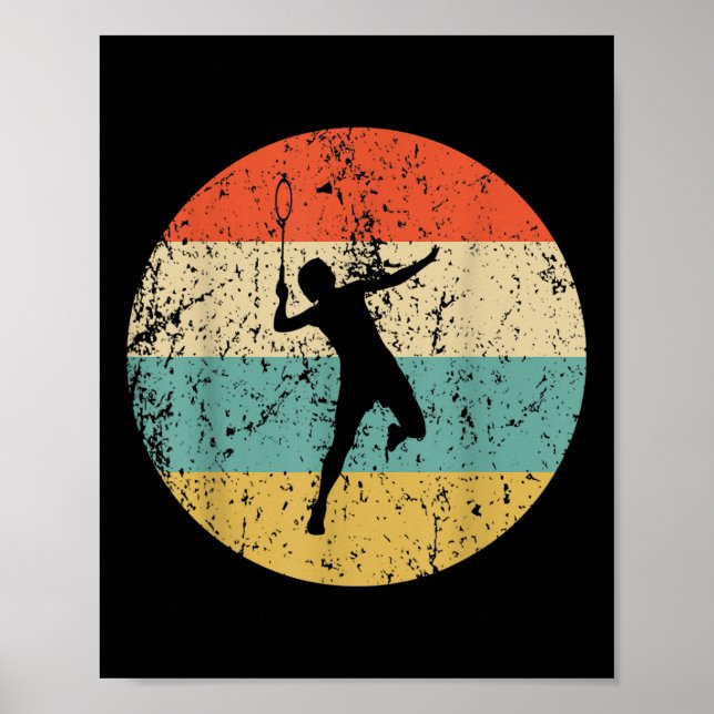 Badminton Vintage Retro Badmintonspieler  Poster (Vorne)