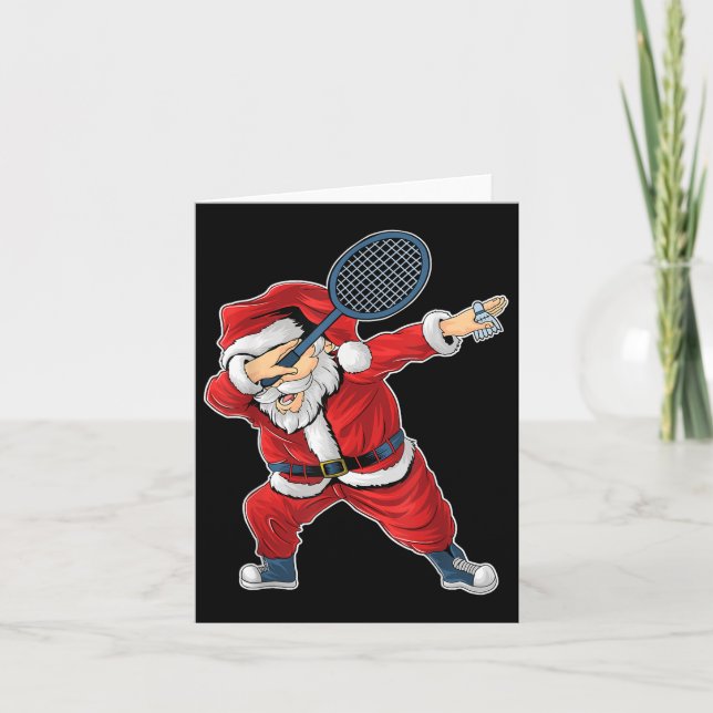 Badminton Weihnachts-Dabbing Weihnachtsmann mit Sh Karte (Vorderseite)