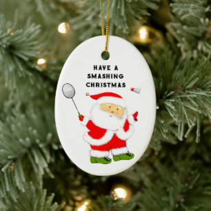 Badminton-Weihnachts-Sammelobjekt aus Keramik Ornament