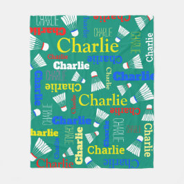 Badminton, weiß, blau, rot und grün fleecedecke