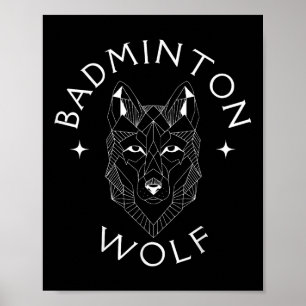 Badminton Wolf Spieler Schläger Federball Sport  Poster