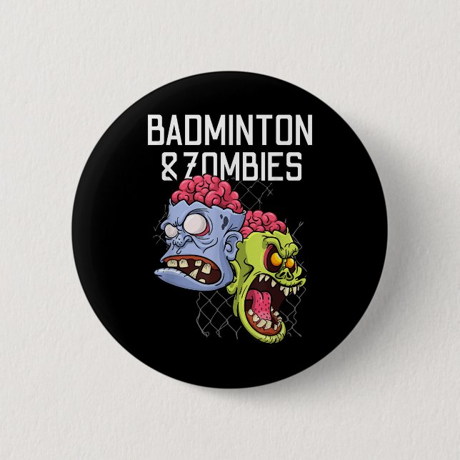Badminton Zombies Funny Sports Game Racket Shuttle Button (Vorderseite)