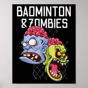 Badminton Zombies Funny Sports Game Racket Shuttle Poster