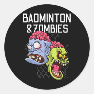 Badminton Zombies Funny Sports Game Racket Shuttle Runder Aufkleber
