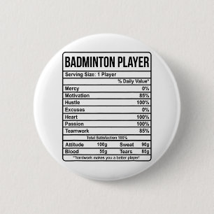 Badmintonspieler-Informationen und Ernährungsfakte Button