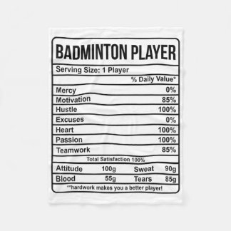 Badmintonspieler-Informationen und Nährwertangaben Fleecedecke