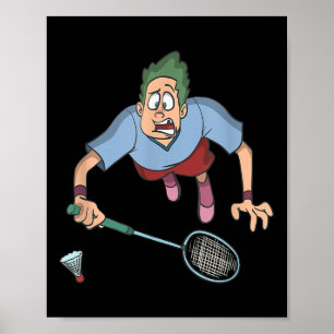 Badmintonspieler springt poster