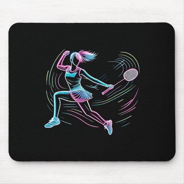 Badmintonspielerin Frau Badmintonspieler  Mousepad (Vorne)