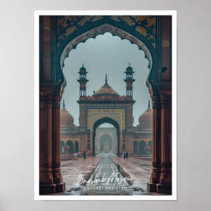 Badshahi-Moschee in Lahore Kunst Reise berühmter O Poster