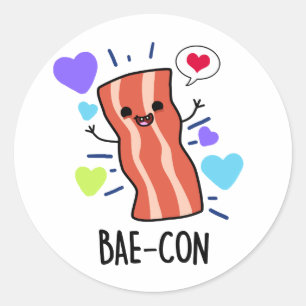 Bae-con Niedlich Bacon Pun Runder Aufkleber