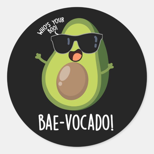 Bae-vocado Funny Avocado Pun Dark BG Runder Aufkleber (Vorderseite)