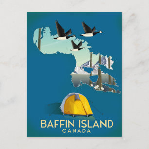 Baffin-Insel-Karte Kanada Reiseplakat Postkarte