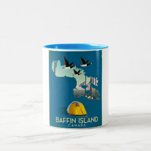 Baffin-Insel-Karte Kanada Reiseplakat Zweifarbige Tasse