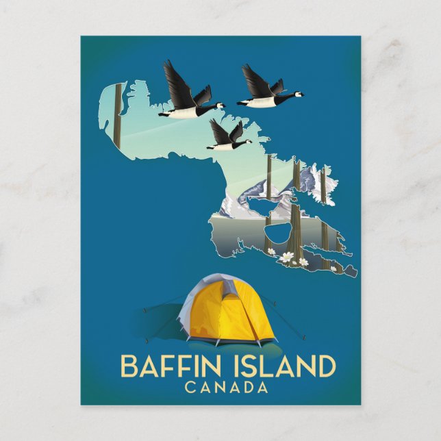 Baffin Island Map Kanada Reiseplakat Postkarte (Vorderseite)