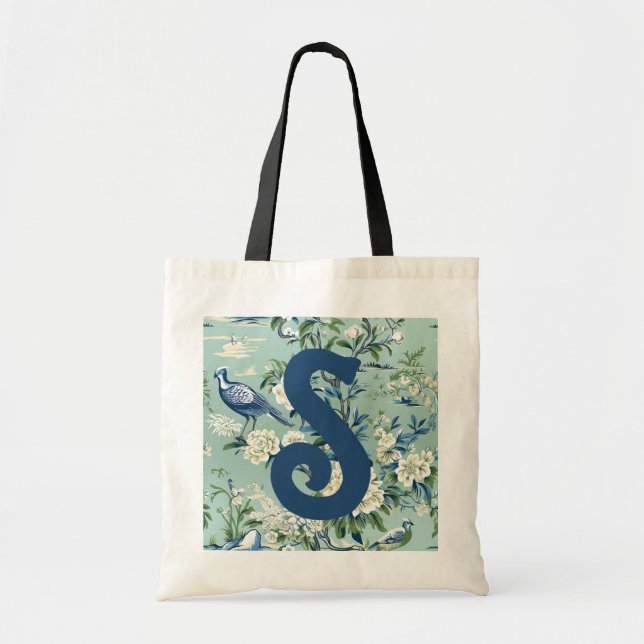 Bag buchen - Initial über Chinoisere Muster Tragetasche (Vorne)