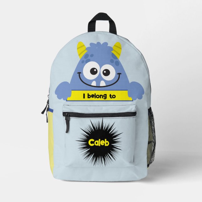Bag Buddy Funny Blue Monster Bedruckter Rucksack (Vorderseite)