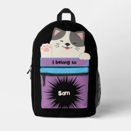 Bag Buddy Niedlich Gray & White Wave Kitty Backpac Bedruckter Rucksack