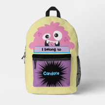 Bag Buddy Niedlich rosa Monster Personalisierter R