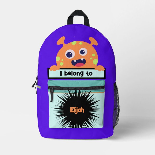 Bag Buddy Orange Monster Personalisierter Backpack Bedruckter Rucksack (Vorderseite)
