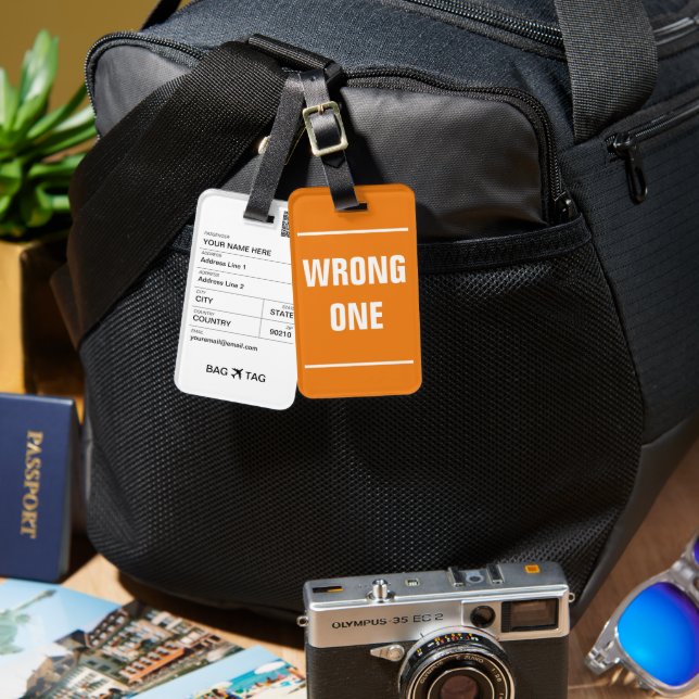 BAG TAG - Falsch. Gepäckanhänger (Vorderseite & Rückseite)