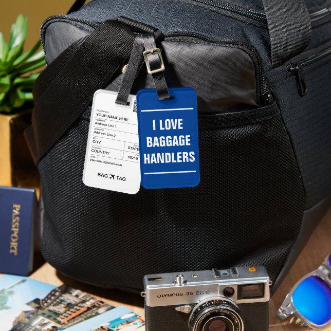 BAG TAG - I Liebe Gepäckabfertiger. Gepäckanhänger (Vorderseite & Rückseite)