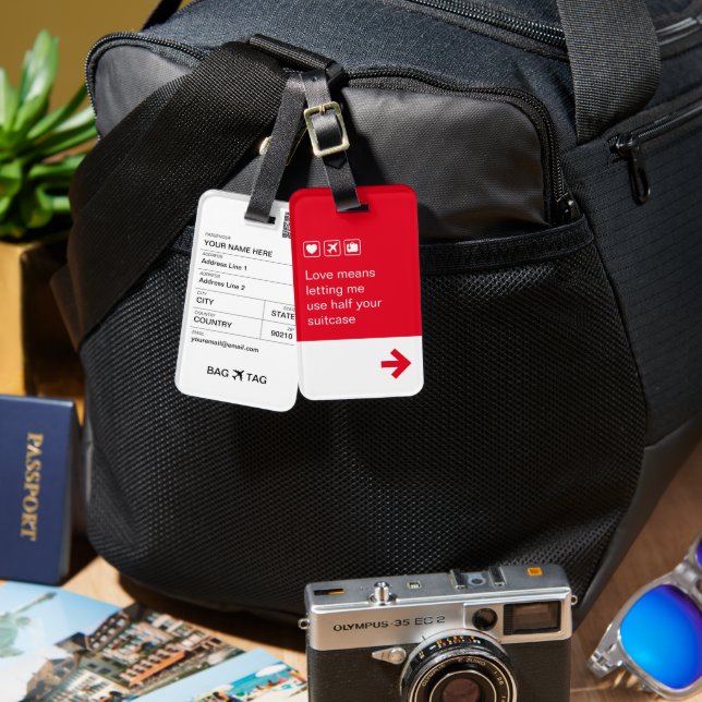 BAG TAG - Liebe bedeutet... Gepäckanhänger (Vorderseite & Rückseite)
