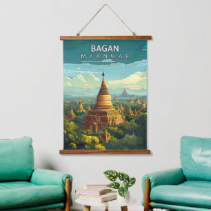 Bagan, Myanmar: Ein zeitloser Teppich Wandteppich Mit Holzrahmen