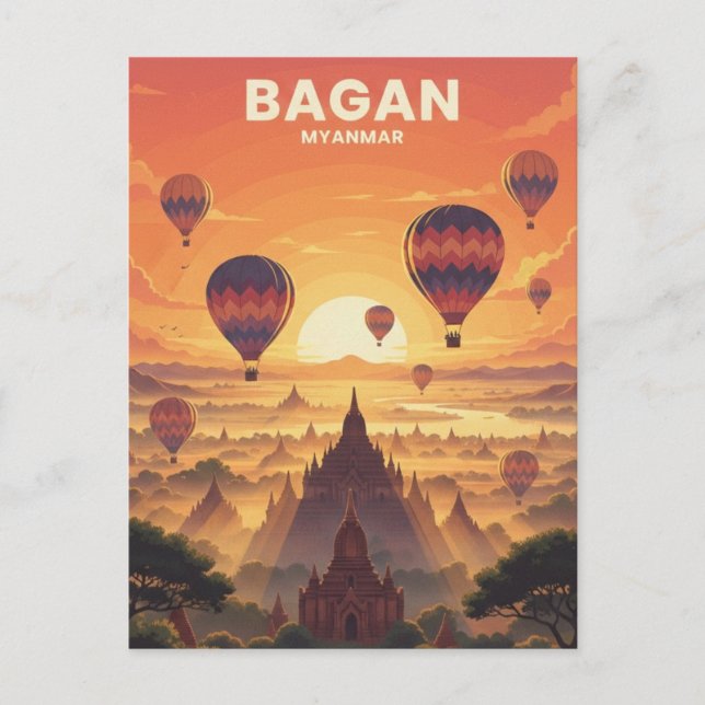 Bagan Myanmar Reise Postkarte (Vorderseite)
