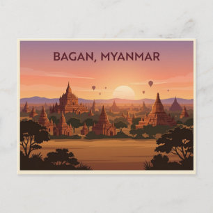 Bagan Myanmar Sonnenuntergang Reise Postkarte