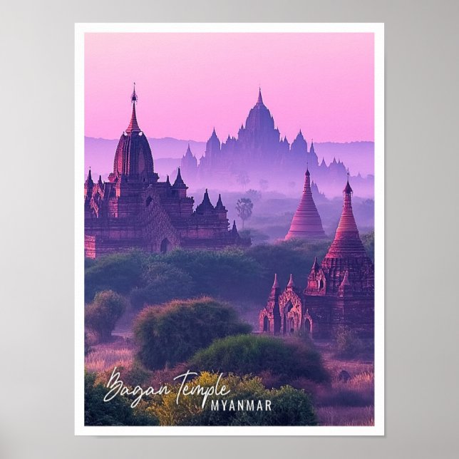 Bagan Tempels Myanmar - der schöne Touristenort Poster (Vorne)