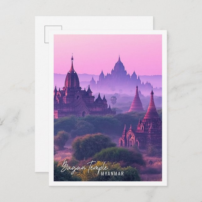 Bagan Tempels Myanmar - der schöne Touristenort Postkarte (Vorne/Hinten)